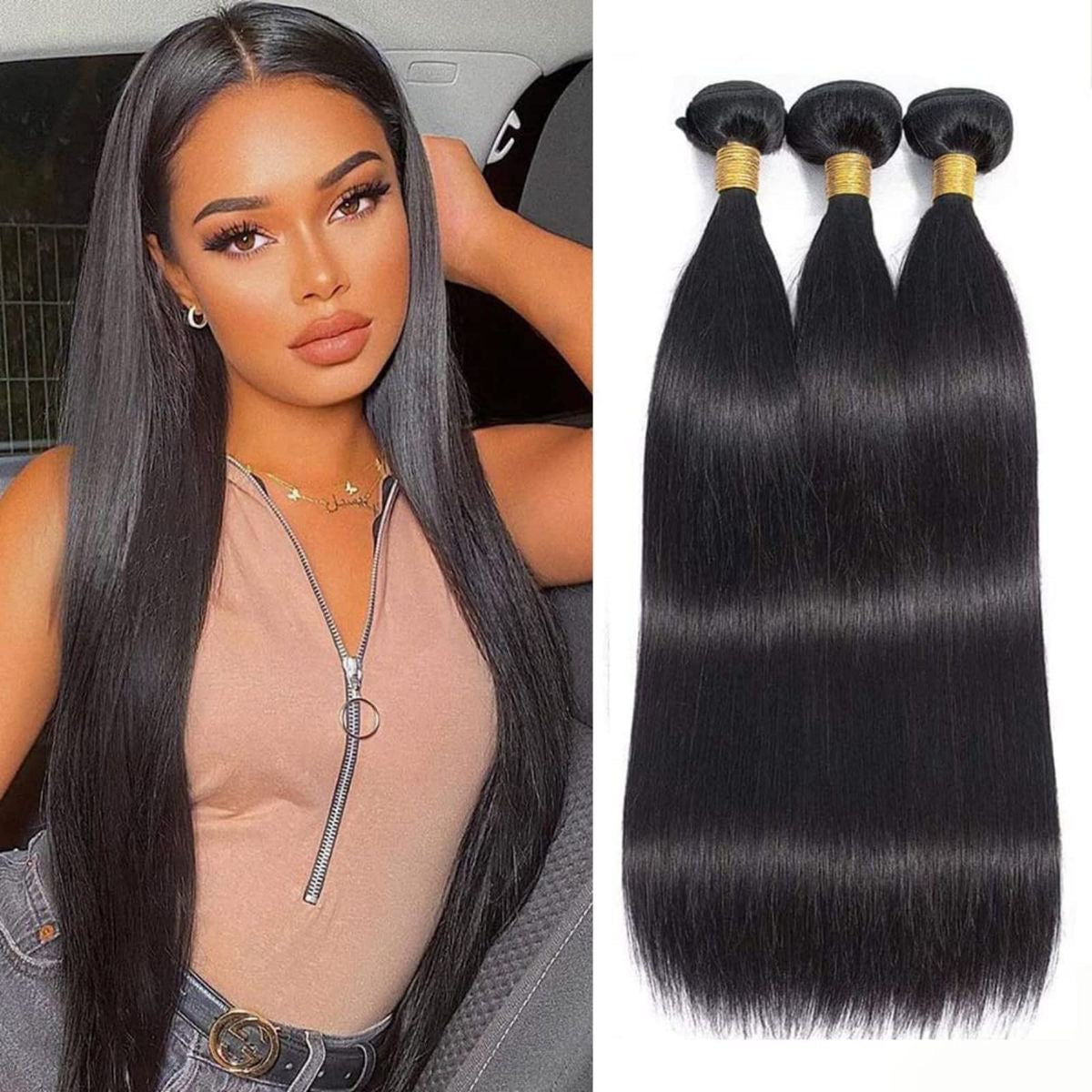 Natural straight Hair bundles (3) DD 100% Human Virgin Hair