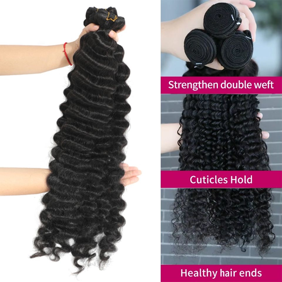 Deep Wave Hair bundles (3) DD 100% Human Virgin Hair