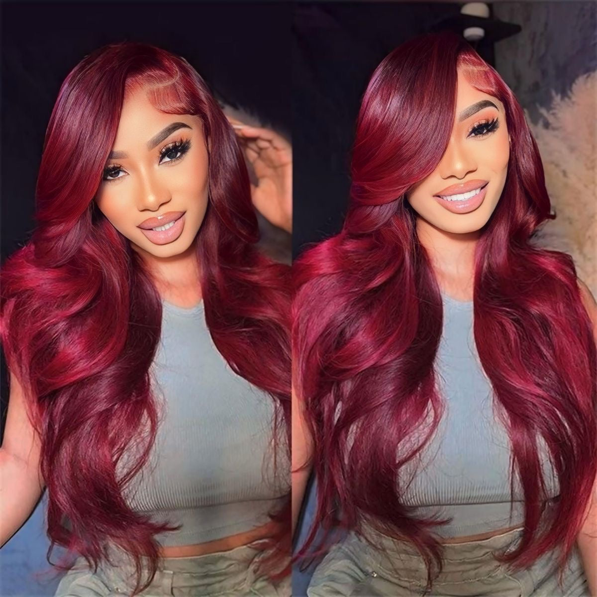 99j Burgundy HD Lace Front 100% DD Human Virgin Hair Wigs